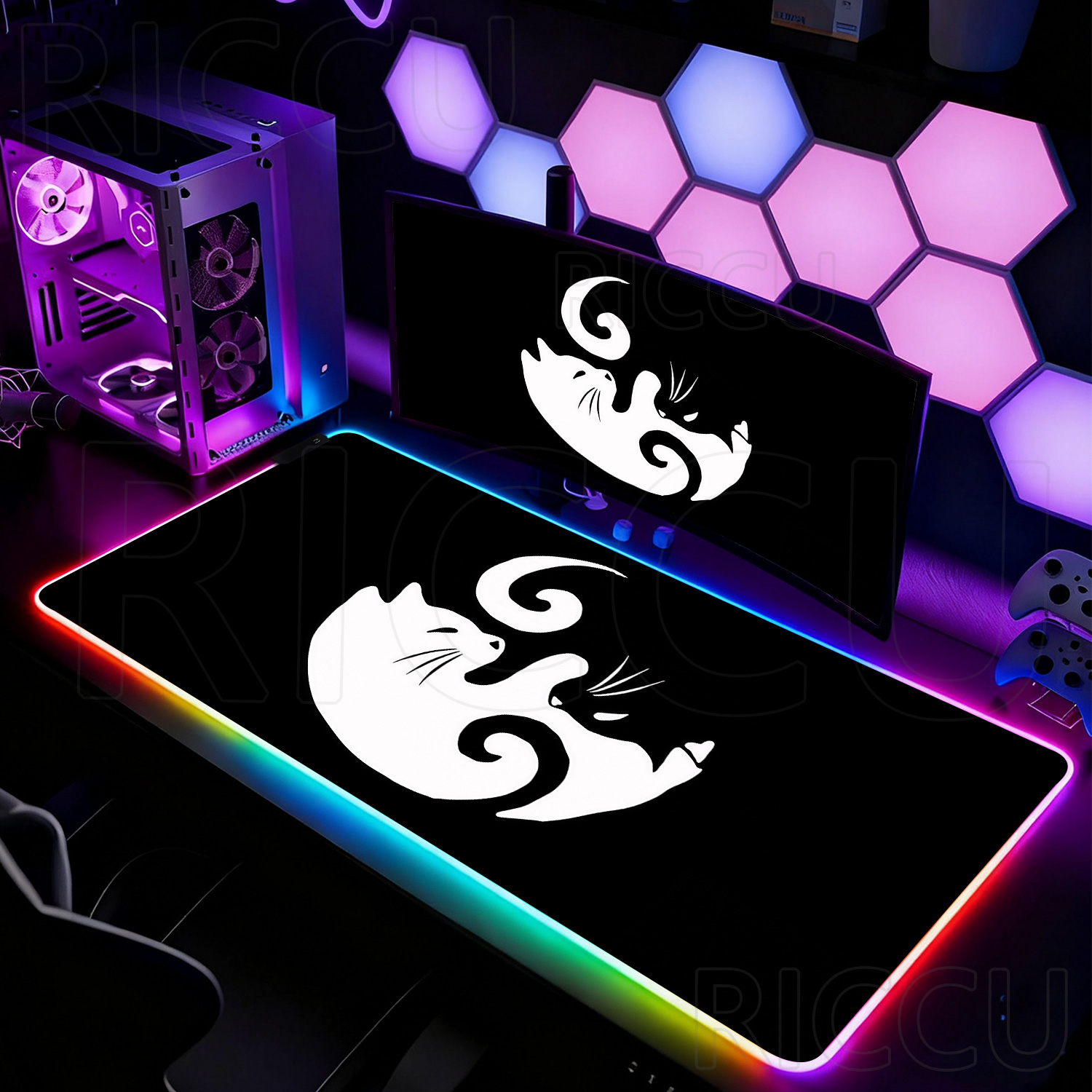 Laptop Accessories Rgb - RGB HD 흑백 고양이 귀여운 마우스