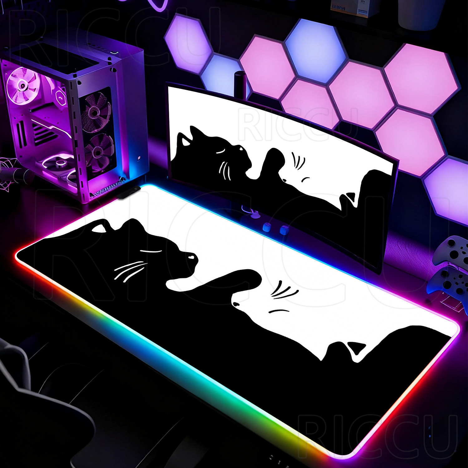 RGB HD 흑백 고양이 귀여운 마우스 패드 대형 LE - Laptop Accessories Rgb 리뷰 및 가격