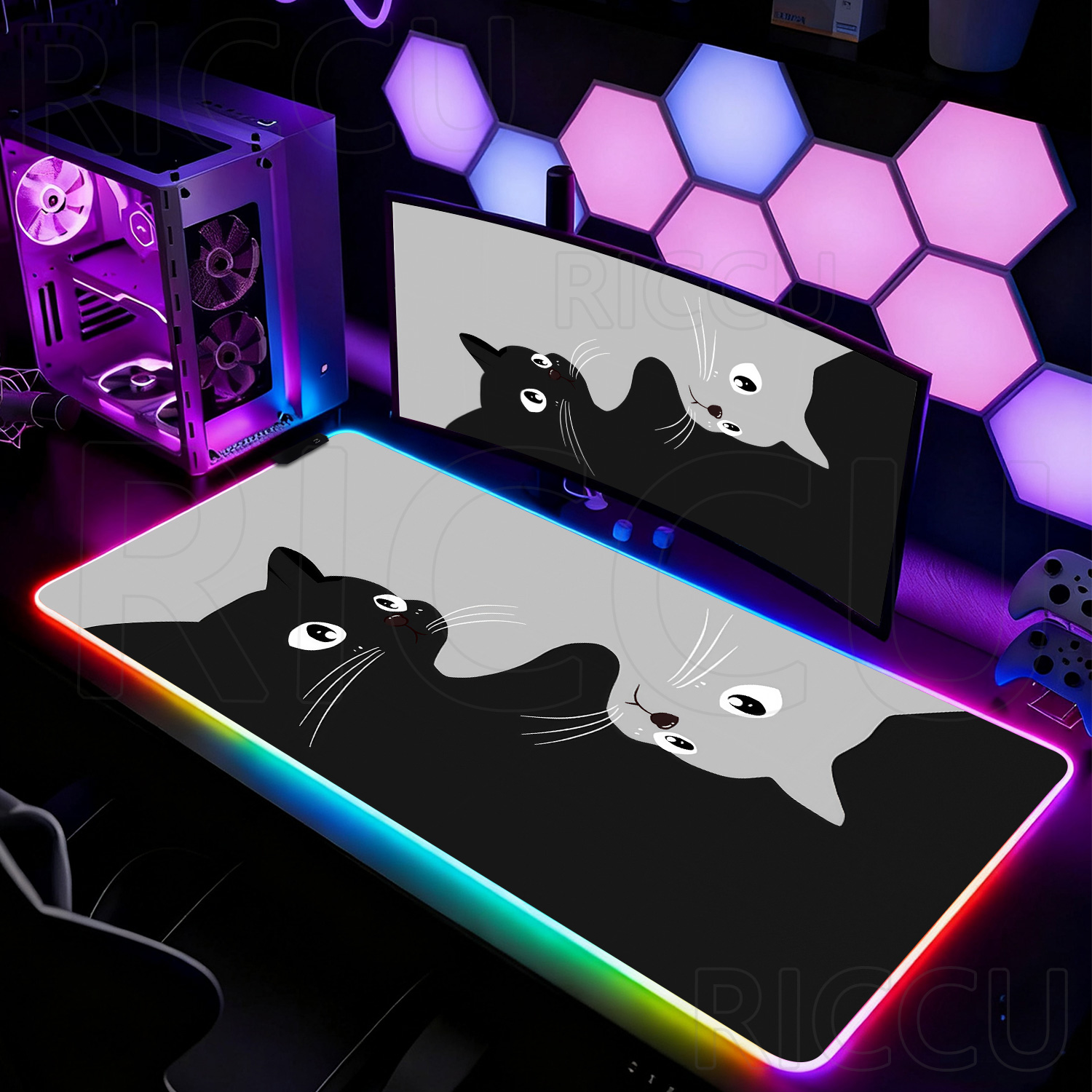 RGB HD 흑백 고양이 귀여운 마우스 패드 대형 LE - Laptop Accessories Rgb 리뷰 및 가격