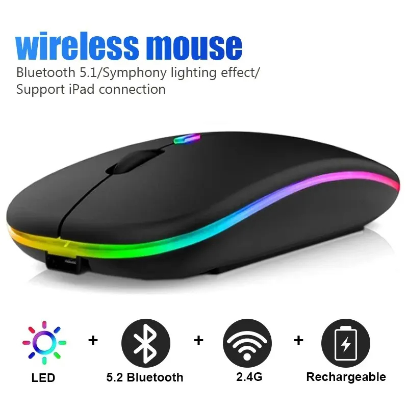 블루투스 듀얼 모드 무선 인체공학적 마우스 RGB 라이 - Laptop Accessories Rgb 리뷰 및 가격