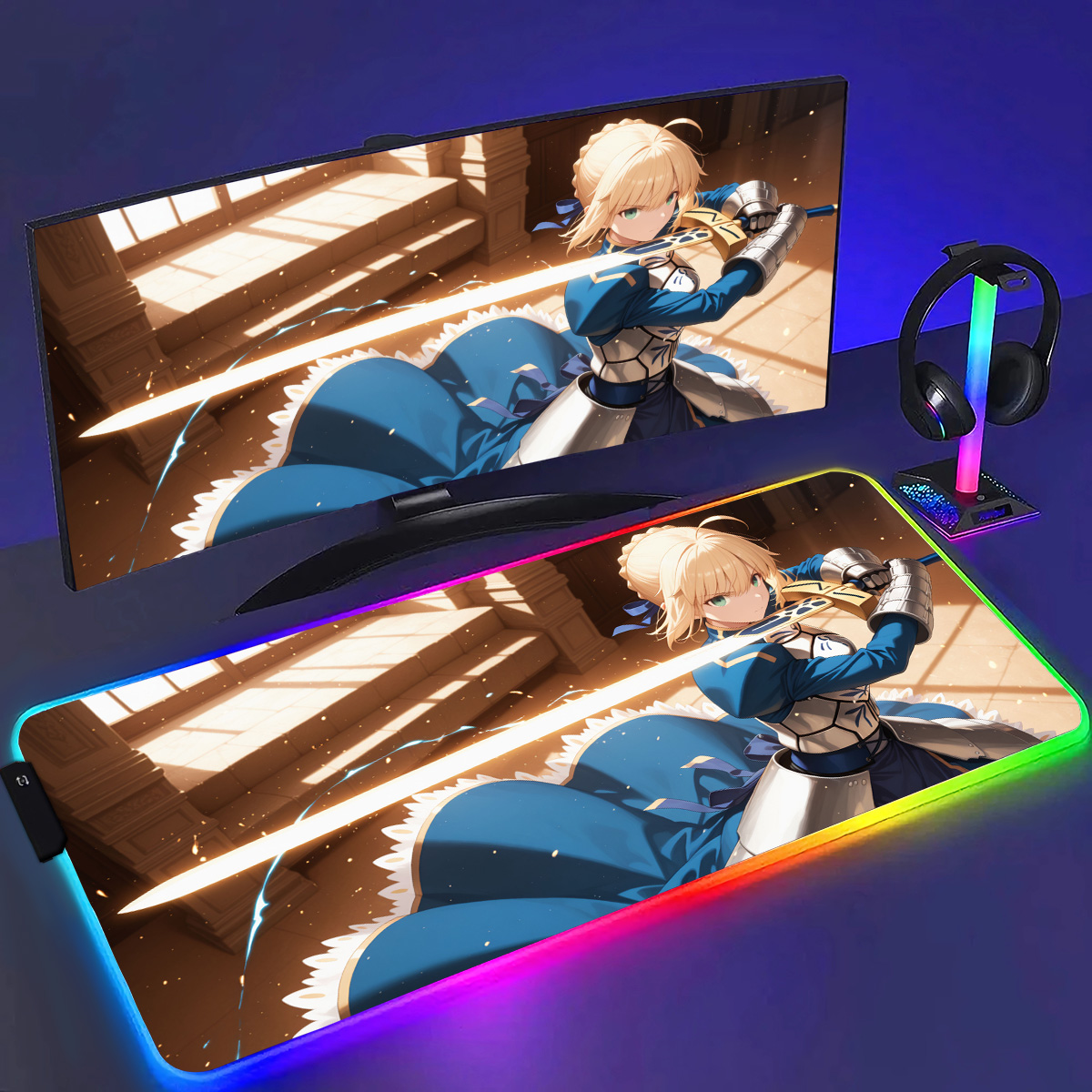 RGB 애니메이션 Fate Saber MousePad  - Laptop Accessories Rgb 리뷰 및 가격