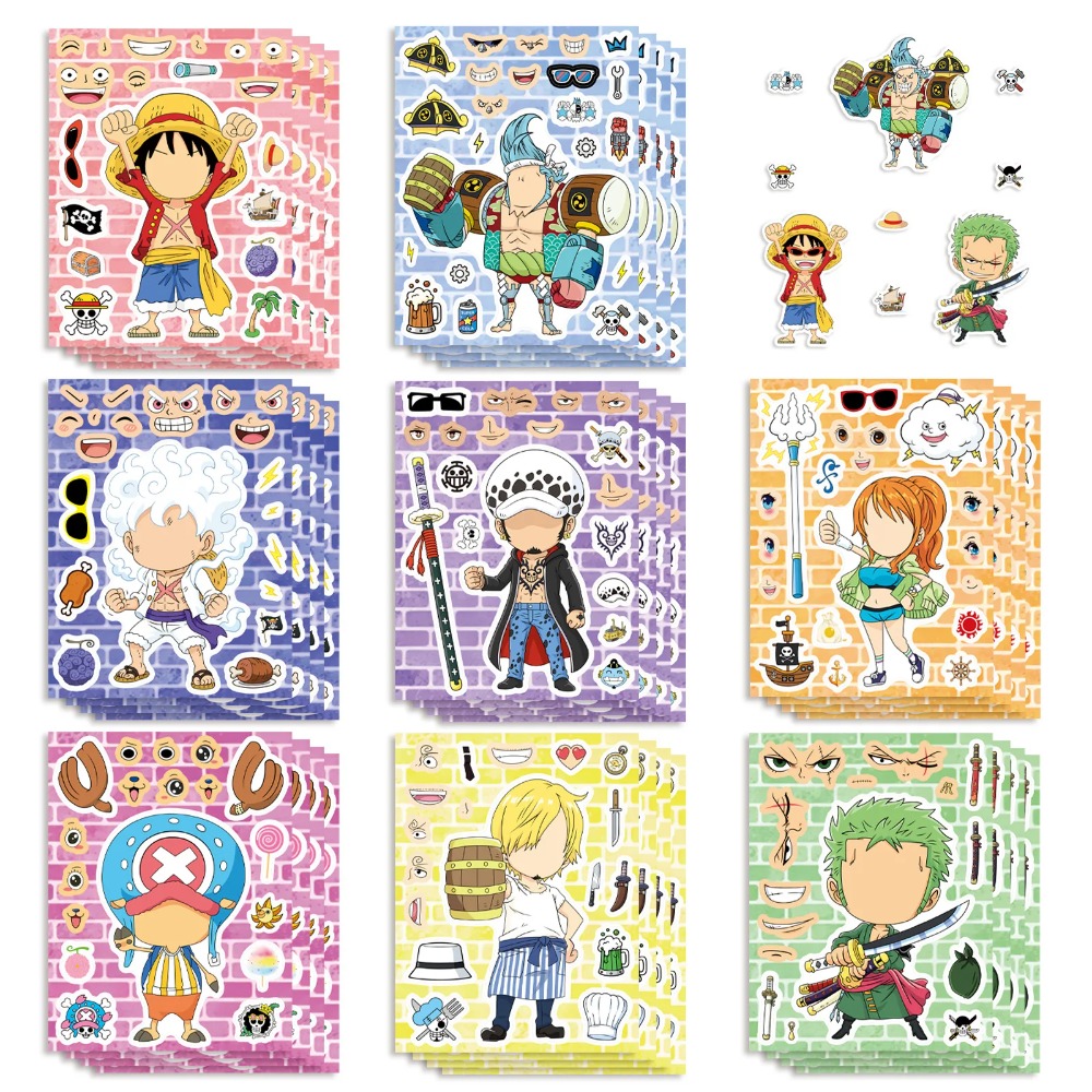 8/16/24장 원피스 루피 어린이 퍼즐 스티커 얼굴만 - Laptop Accessories Kids 리뷰 및 가격