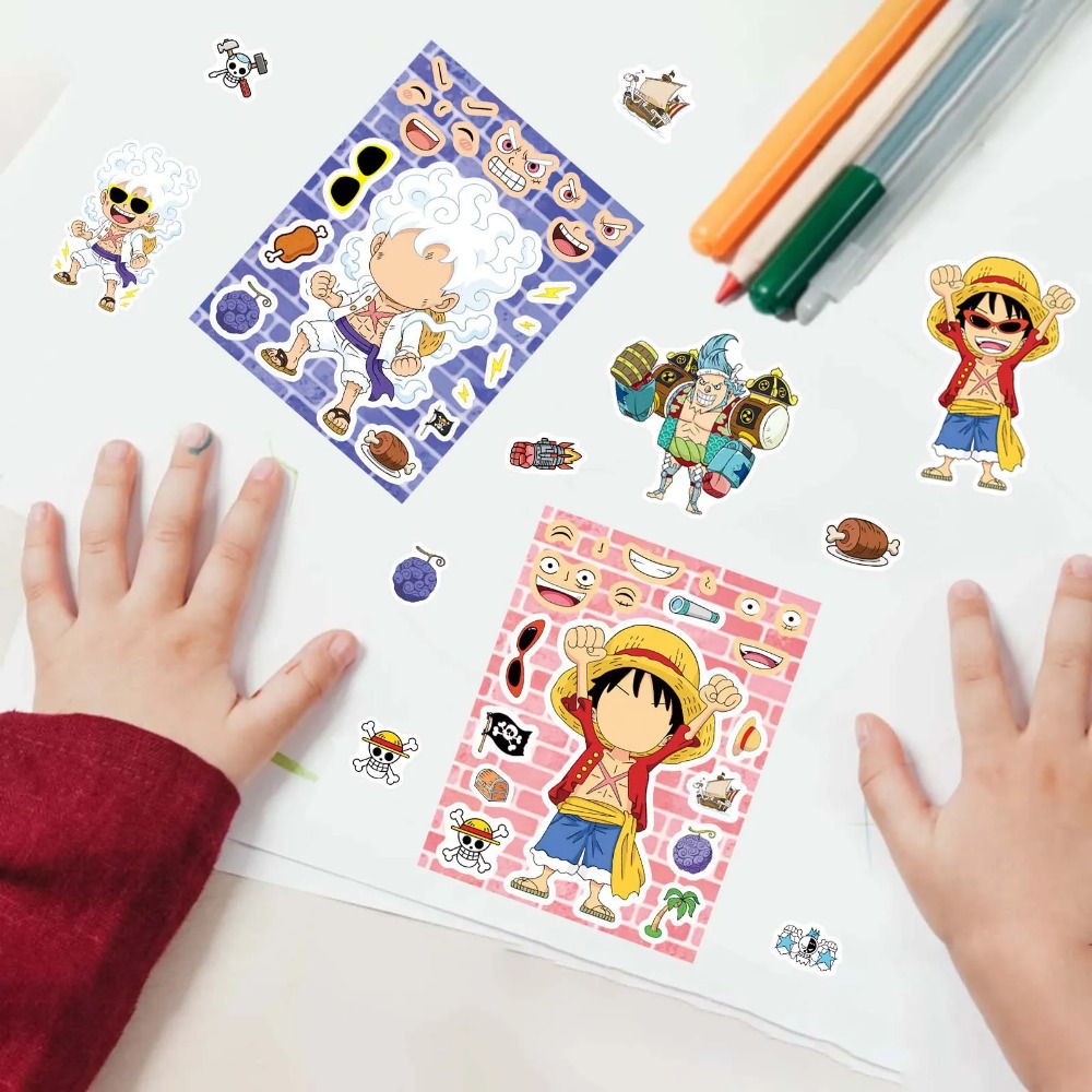 8/16/24장 원피스 루피 어린이 퍼즐 스티커 얼굴만 - Laptop Accessories Kids 리뷰 및 가격